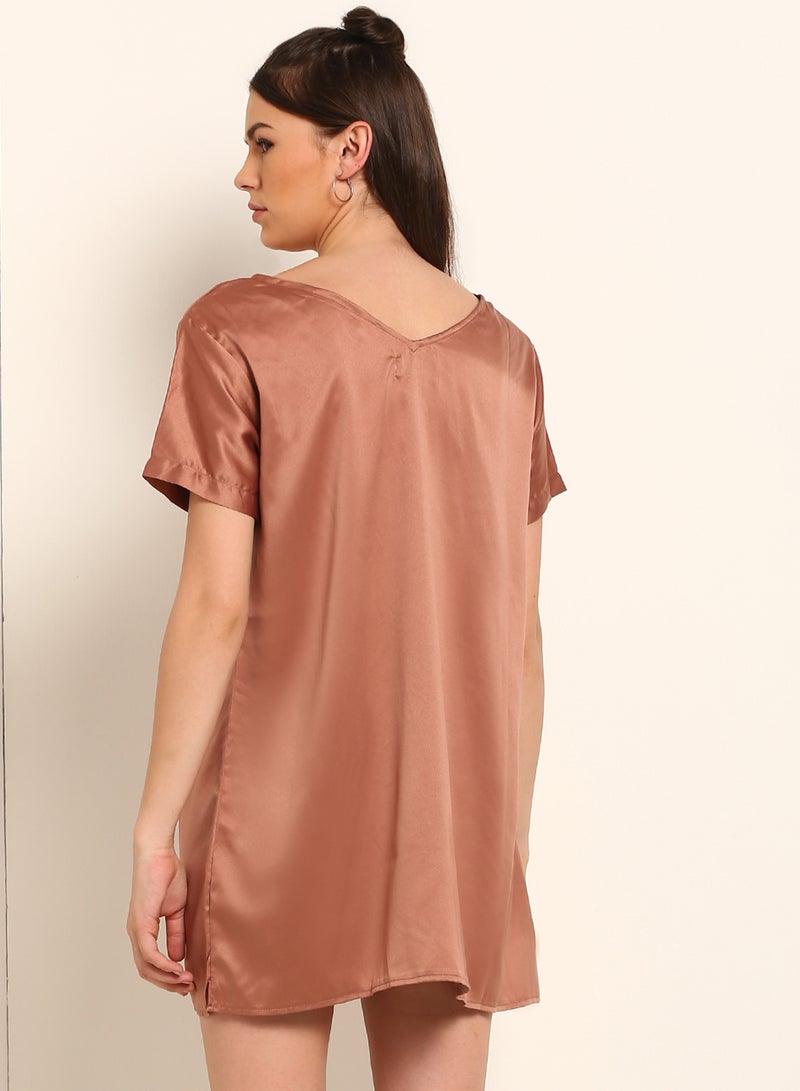 Blue Saint Stylish Casual Mini Dress Brown  - Image 2