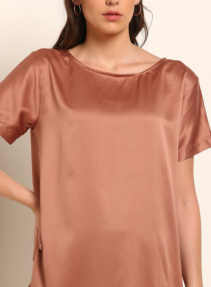 Blue Saint Stylish Casual Mini Dress Brown  - Image 3