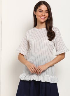 Stripe Detail Stylish Top White - v1619375309/N44416319V_1