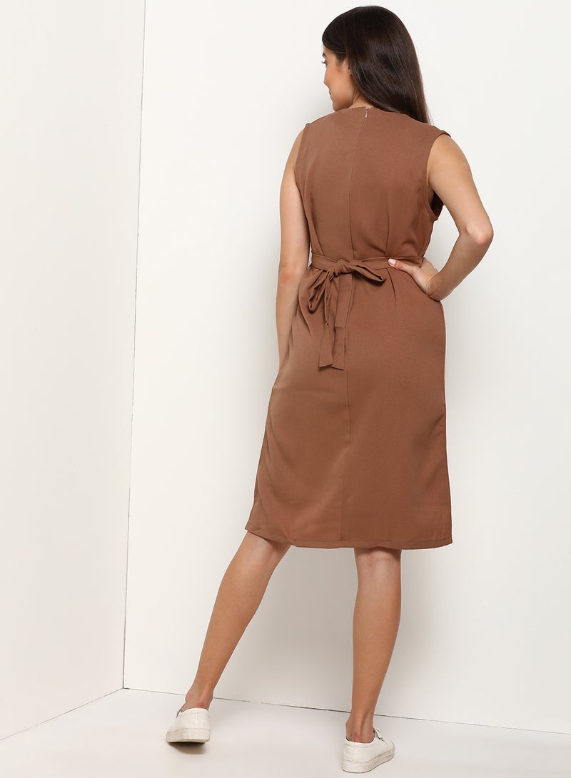 Blue Saint Casual Smart Polyester Dress Brown  - Image 2