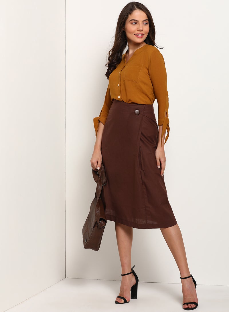Blue Saint - High Waist Skirts Brown - Image 1