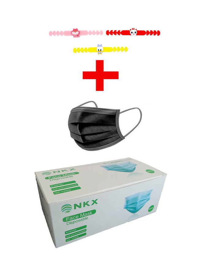NKX 50-Piece Disposable 3 Ply Kids Face Mask With 3 Random Design Ear loops  - Image 1