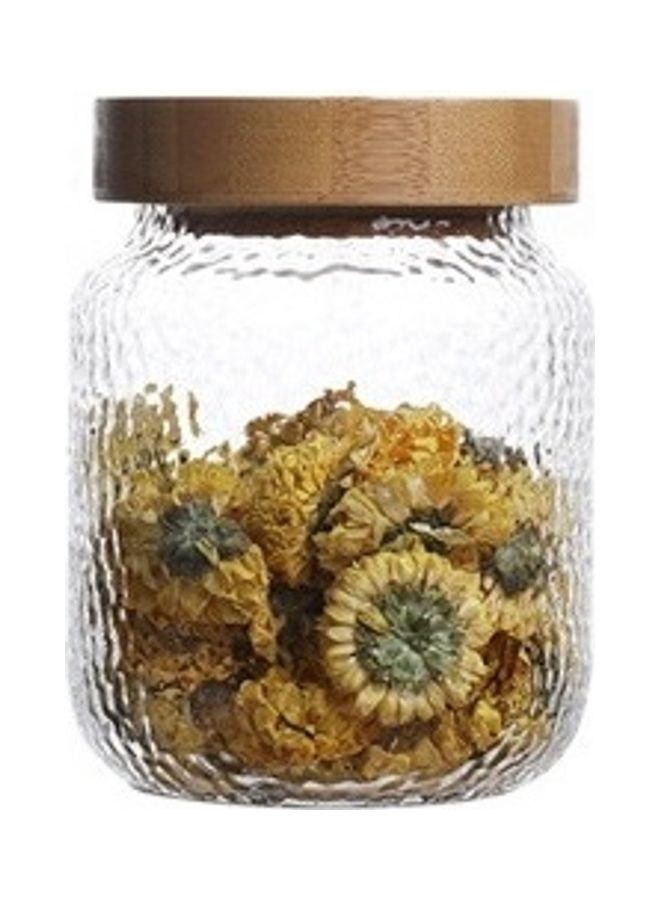 Airtight Glass Food Storage Jar With Wooden Lid Clear/Brown 12x7.5x7cm  - Image 3