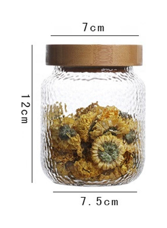 Airtight Glass Food Storage Jar With Wooden Lid Clear/Brown 12x7.5x7cm  - Image 2