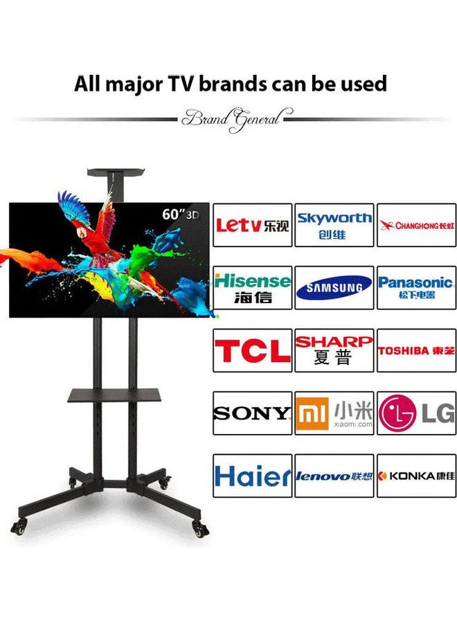 fashionhome Rolling TV stand for 32 to 65 LCD LED Plasma Flat Panel Screen with Wheels Black - Image 5