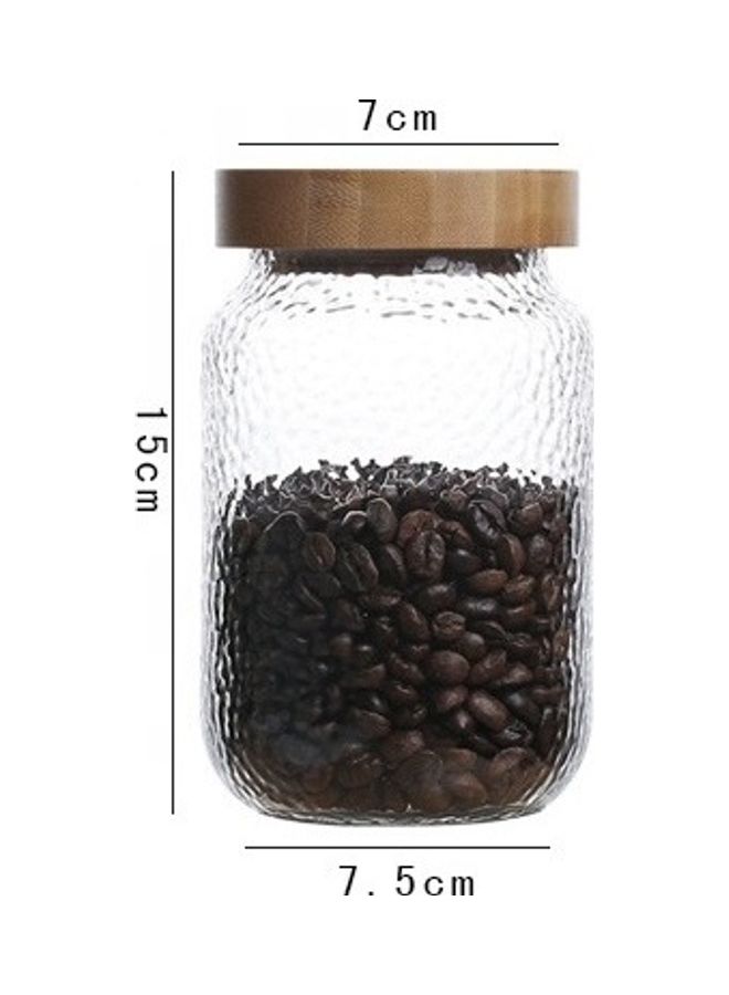 Airtight Glass Food Storage Jar With Wooden Lid Clear/Brown 15x7.5x7cm  - Image 2