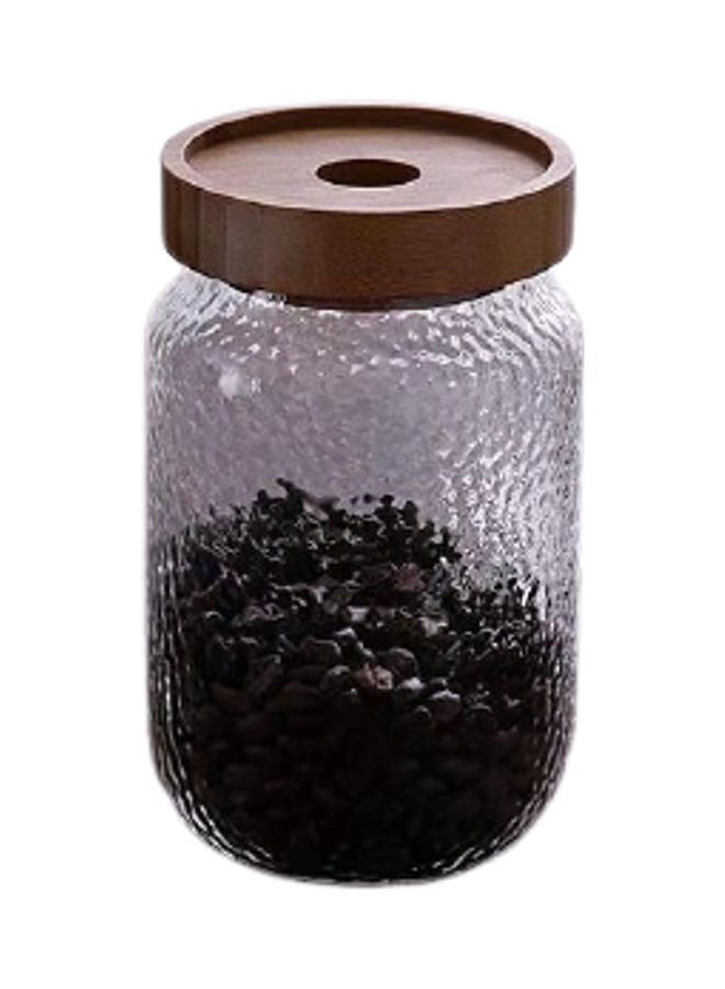 Airtight Glass Food Storage Jar With Wooden Lid Clear/Brown 15x7.5x7cm  - Image 3