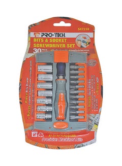 PRO-TECH 30-Piece Bits And Socket Screwdriver Set Orange/Grey/Silver  - Image 2