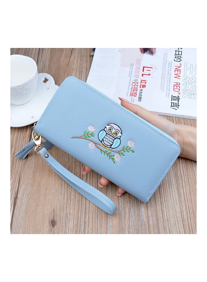Embroidered Patterned Wallet Blue