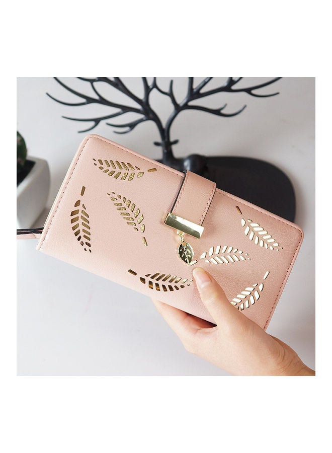 Hollow Leaves Pattern Wallet Beige - Image 1
