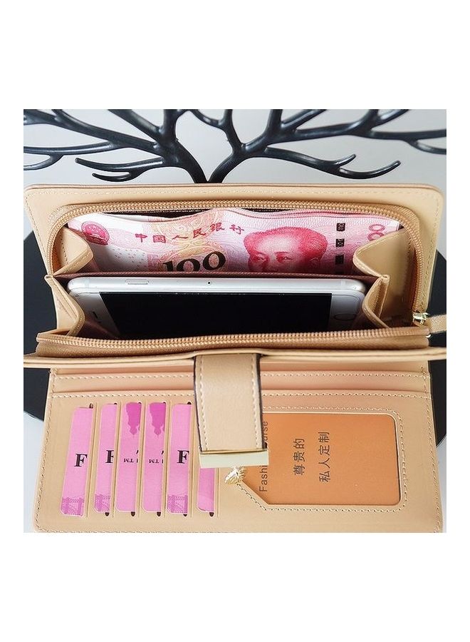 Hollow Leaves Pattern Wallet Beige - Image 2