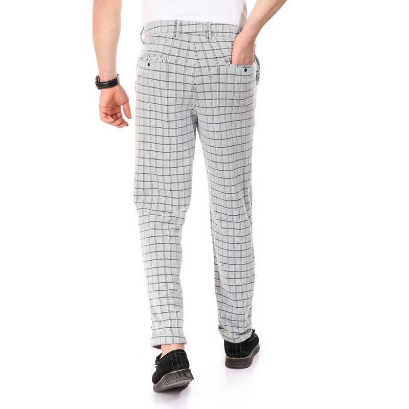 WHITE RABBIT Bi-Tone Plaids Fashionable Slim Pants Black/Grey  - Image 2