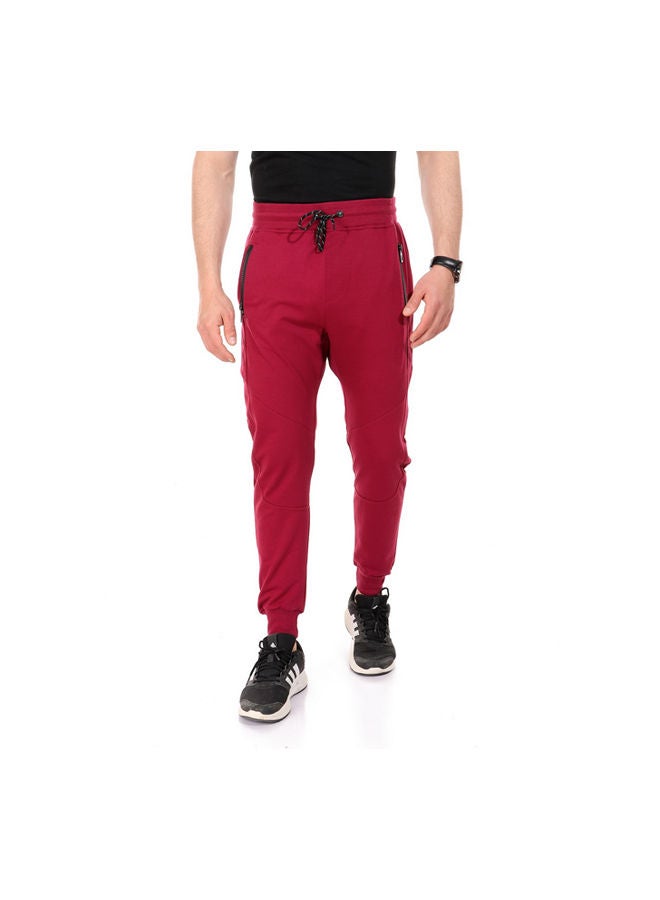 WHITE RABBIT - Zipped Pockets Slip On Sweatpants With Hem - Wine Anaby - Image 1