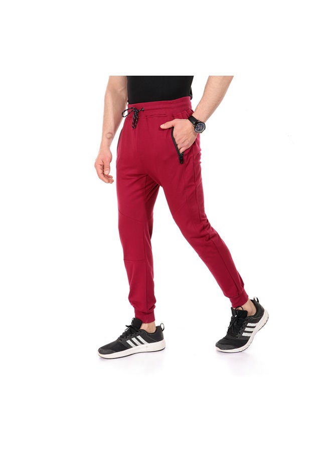 WHITE RABBIT - Zipped Pockets Slip On Sweatpants With Hem - Wine Anaby - Image 1