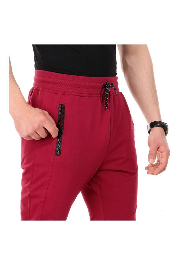 WHITE RABBIT - Zipped Pockets Slip On Sweatpants With Hem - Wine Anaby - Image 1