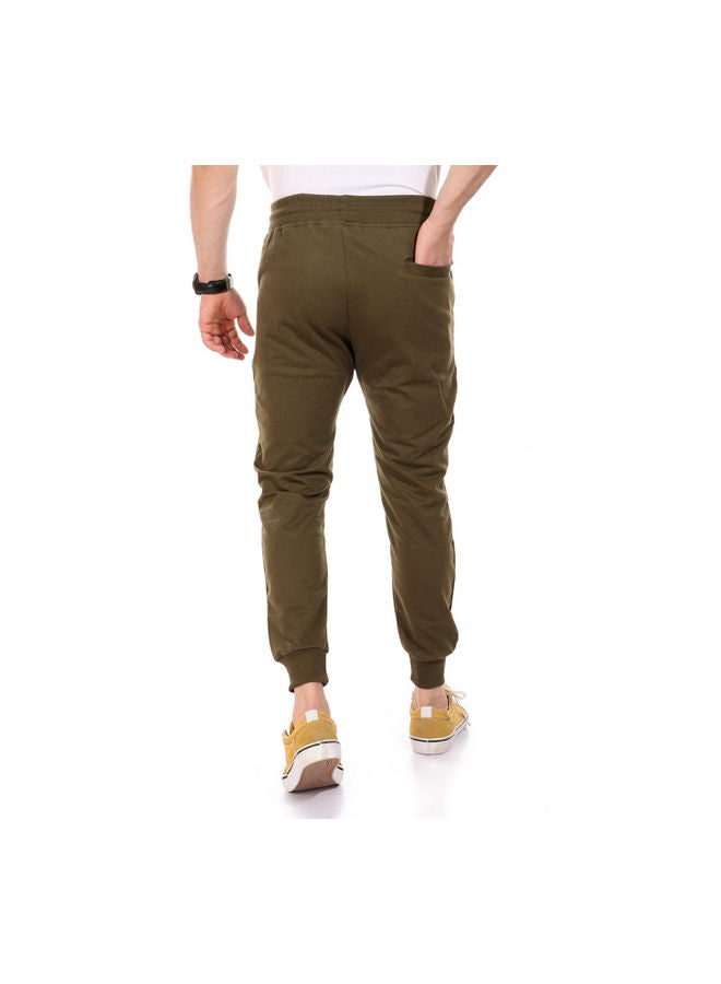 WHITE RABBIT Zipped Pockets Slip On Sweatpants With Hem - Military Green Olive  - Image 3