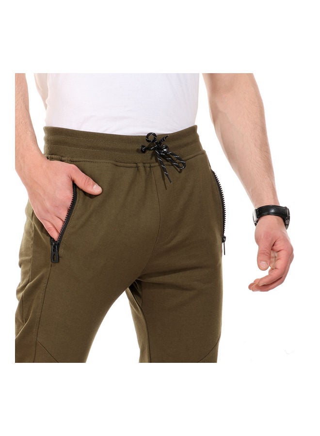 WHITE RABBIT Zipped Pockets Slip On Sweatpants With Hem - Military Green Olive  - Image 4