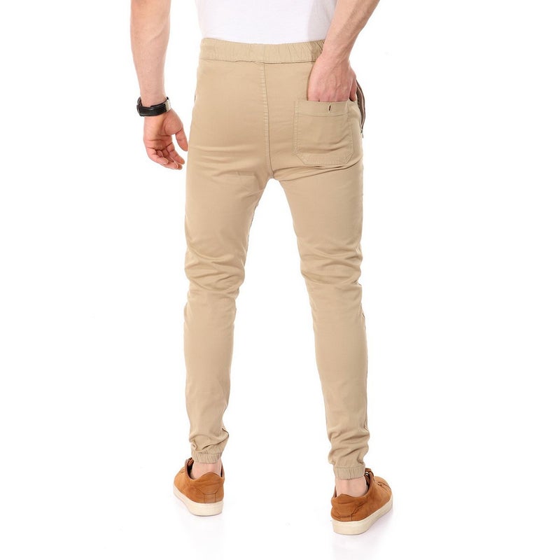 WHITE RABBIT - Side Zipped Pockets Dark  Pants Beige - Image 1