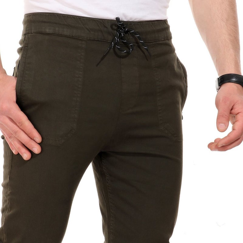 WHITE RABBIT Side Zipped Pockets Pants Olive  - Image 3