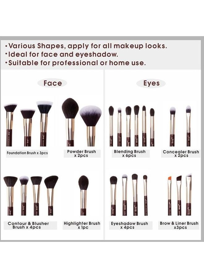 Jessup - Makeup Brushes Set - 25 Pcs Black - Image 1