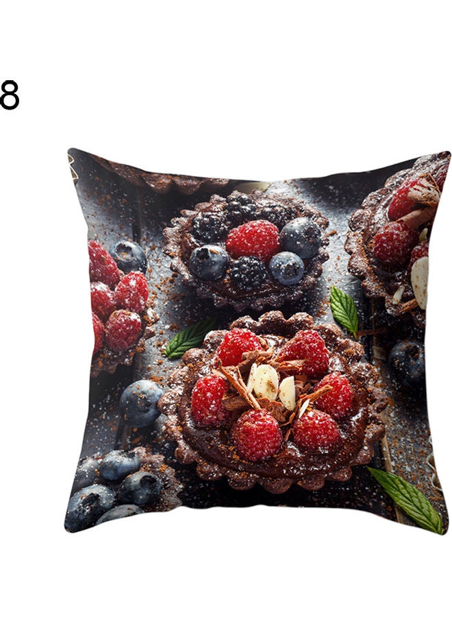 Breakfast Cake Pie Printed Pillow Case polyester Multicolour 45 x 45cm 