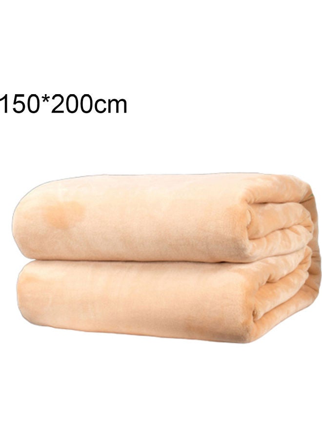 بطانية ناعمة ودافئة بلون سادة polyester بيج 150 x 200سم