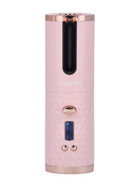Geepas Wireless Automatic Hair Curler - Portable Electric Rotating with Heat Isolating Chamber, Temperature Control & Timer Settings, 2 Years Warranty Pink