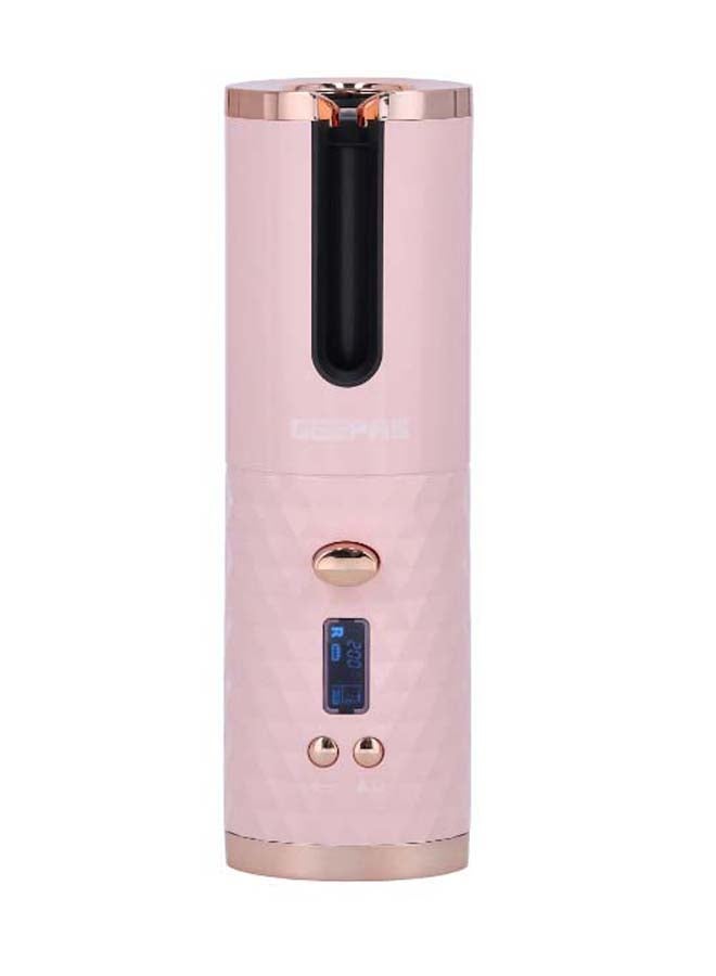 Geepas Wireless Automatic Hair Curler - Portable Electric Rotating with Heat Isolating Chamber, Temperature Control & Timer Settings, 2 Years Warranty Pink