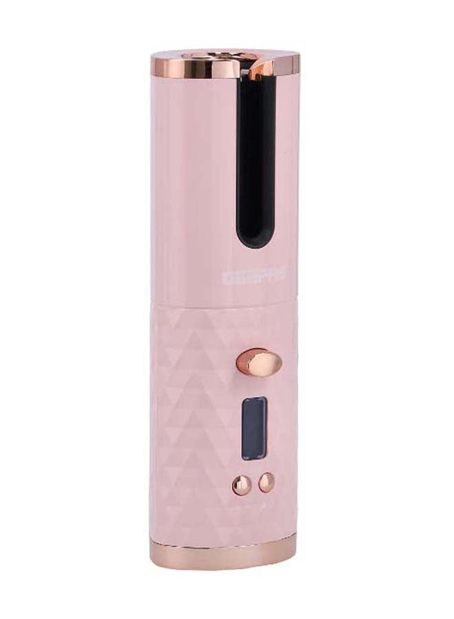 Geepas Wireless Automatic Hair Curler - Portable Electric Rotating with Heat Isolating Chamber, Temperature Control & Timer Settings, 2 Years Warranty Pink