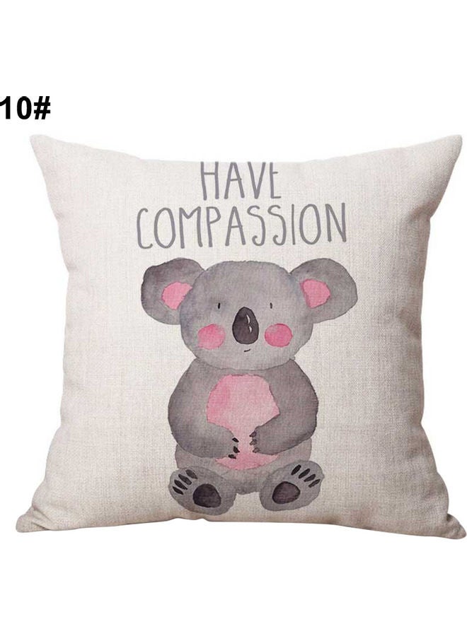 Cute Animal Printed Pillow Case Linen Multicolour 45x45cm 