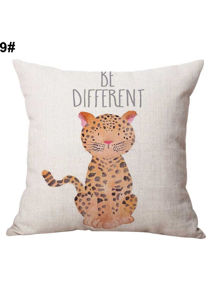 Cute Animal Printed Pillow Case Linen Multicolour 45 x 45cm 
