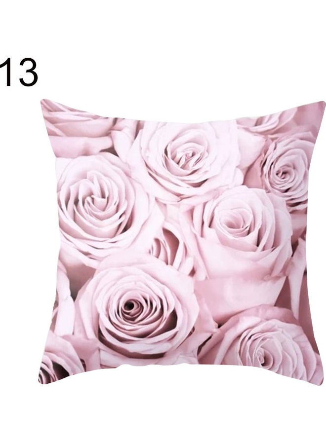 Rose Flowers Printed Pillow Case combination Pink 14 x 11 x 2cm 