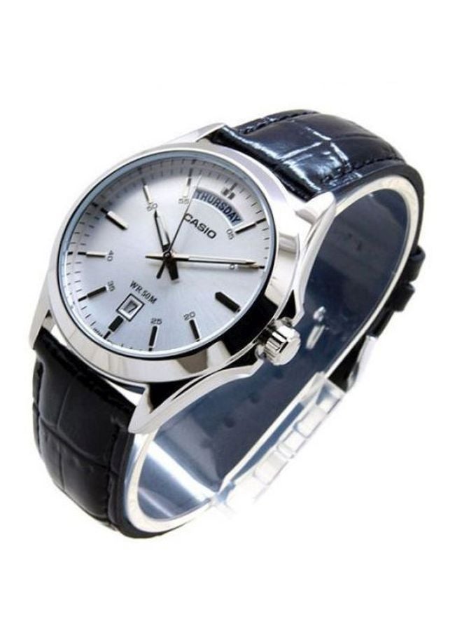 CASIO Men's Leather Analog Wrist Watch MTP-1370L-7AVDF - 40 mm - Black - Image 4