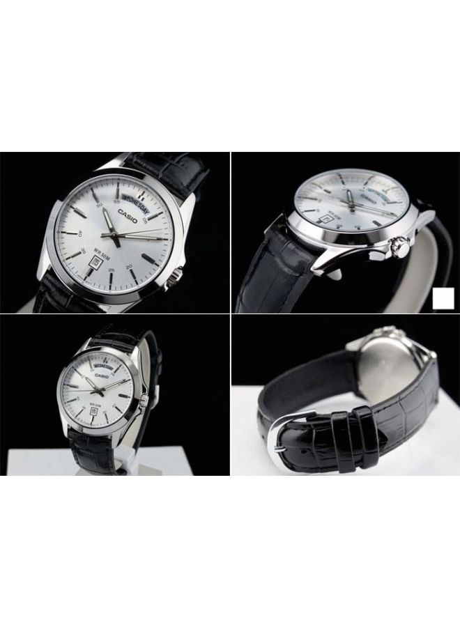 CASIO Men's Leather Analog Wrist Watch MTP-1370L-7AVDF - 40 mm - Black - Image 5