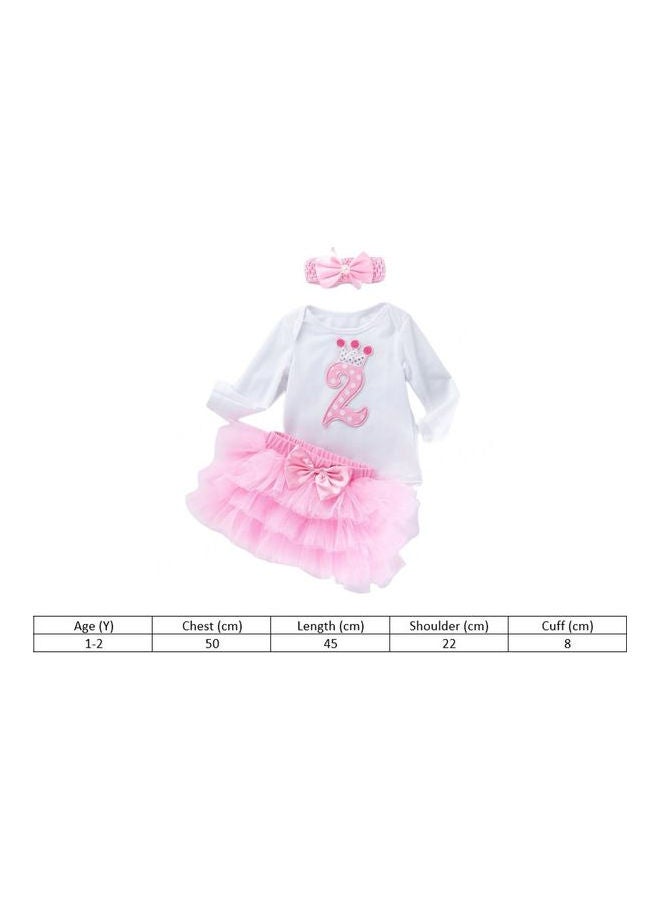 We Happy 3-Piece Happy Second Birthday Princess Dress Set Pink/White  - Image 3