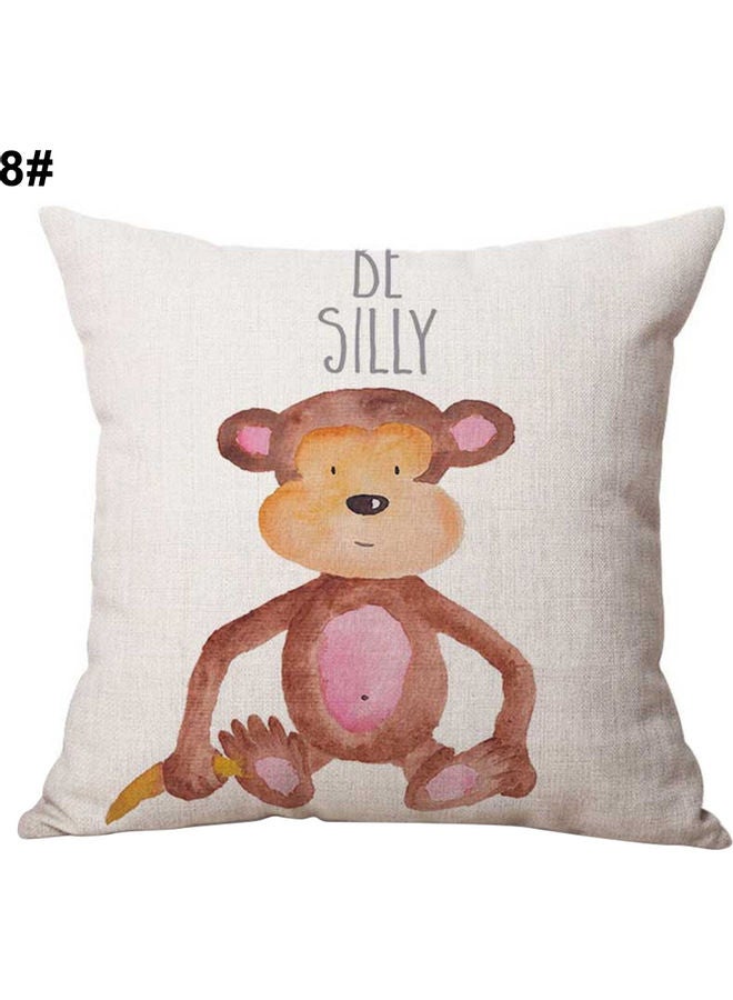 Cute Animal Printed Pillow Case linen Multicolour 45 x 45cm 