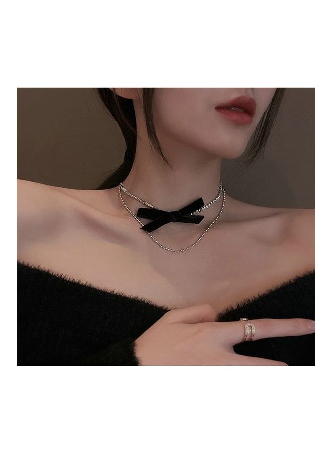 Generic - Butterfly Diamond Double Layer Titanium Steel Choker Fashion Necklace - Image 1