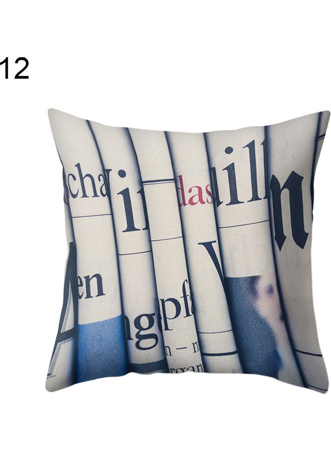 Newspaper Printed Throw Pillow Case Polyester Multicolour 47 x 24 x 2.3cm 