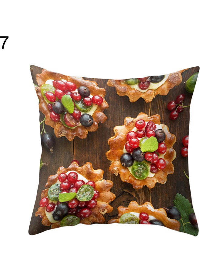 Breakfast Cake Pie Printed Pillow Case polyester Multicolour 47 x 47 x 7cm 