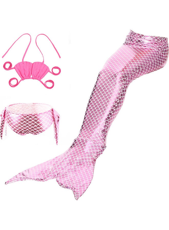 Generic 3-Piece Mermaid Swimming Suit Plus Fin Set 140cm  - Image 1