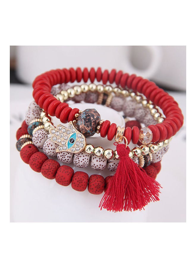 4 Piece Women's Vintage Candy Colour Vogue Multilayer Bracelet Set  - Image 1