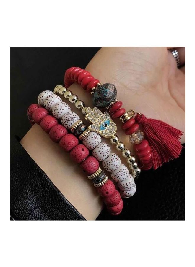 4 Piece Women's Vintage Candy Colour Vogue Multilayer Bracelet Set  - Image 2