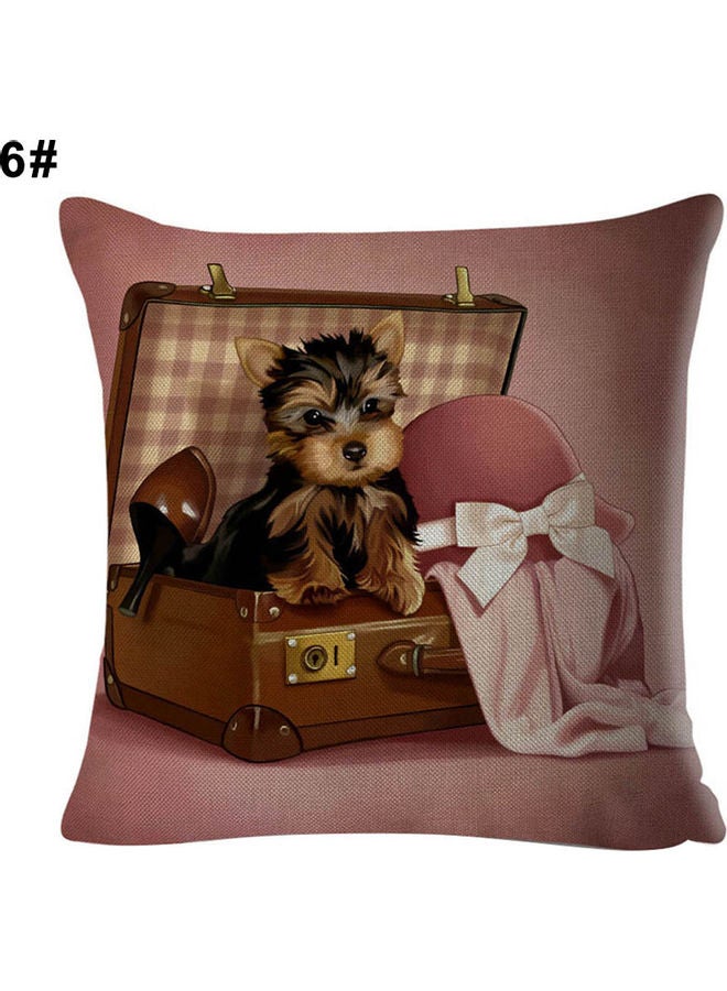 Cute Dog Pattern Throw Pillow Case linen Multicolour 45 x 45cm 