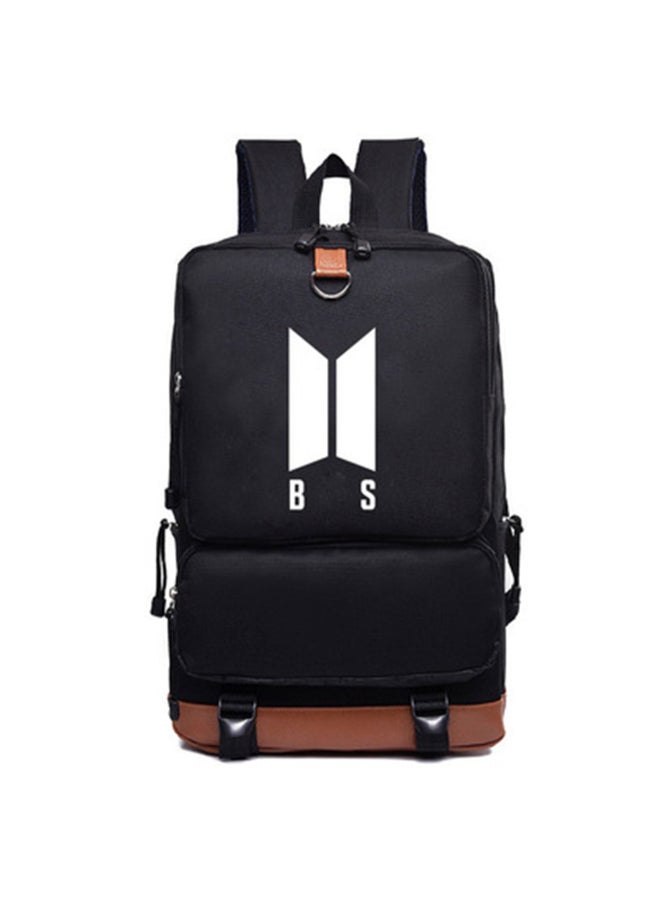 هالامودو حقيبة ظهر مدرسية ذات طباعة أسود/بني - Image 1