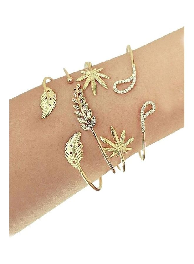 Generic - 4-Piece Leaves Pattern Fashion Bracelets Set - Image 1