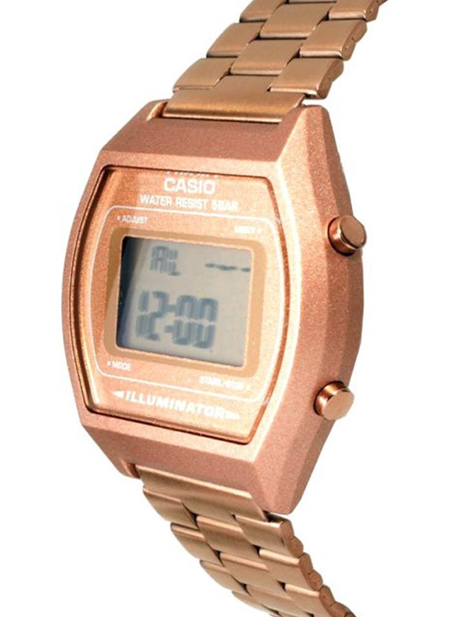 كاسيو ساعة يد رقمية بسوار من المعدن طراز B640WC-5A - قياس 38 مم - لون ذهبي وردي للنساء - Image 3