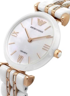 Women's Gianni T-Bar Water Resistance Ceramic Analog Watch AR70004 - 28 mm - White/Rose Gold/Clear - v1619433304/N45719304A_6