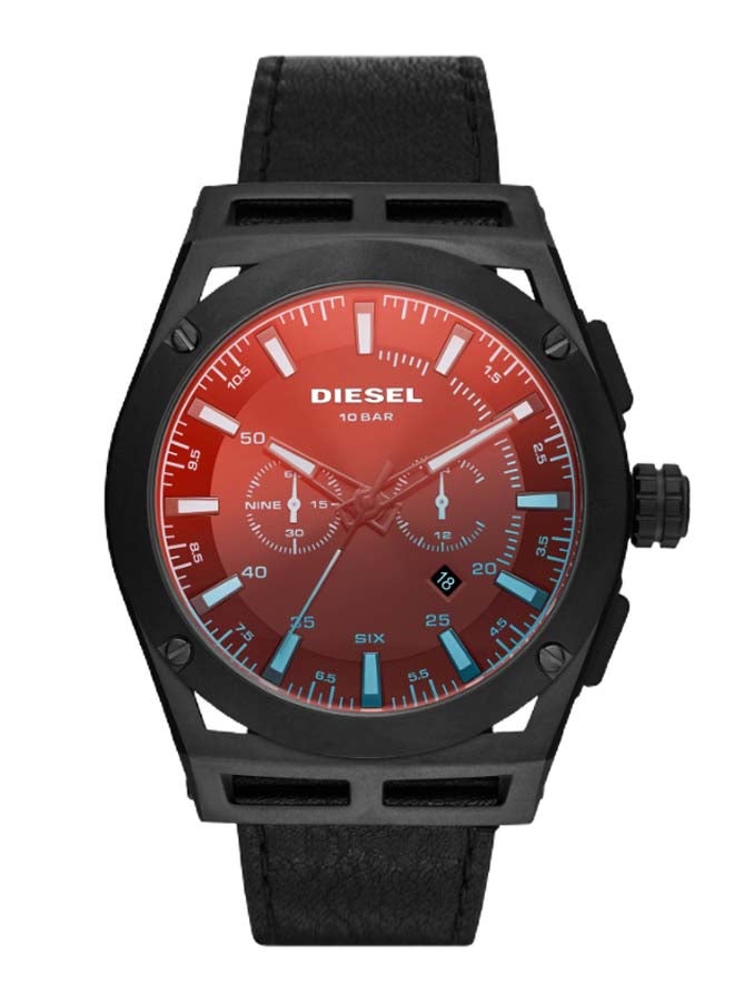 DIESEL Men's Timeframe Round Shape Leather Band Chronograph Wrist Watch 48 mm - Black - DZ4544 - Image 1