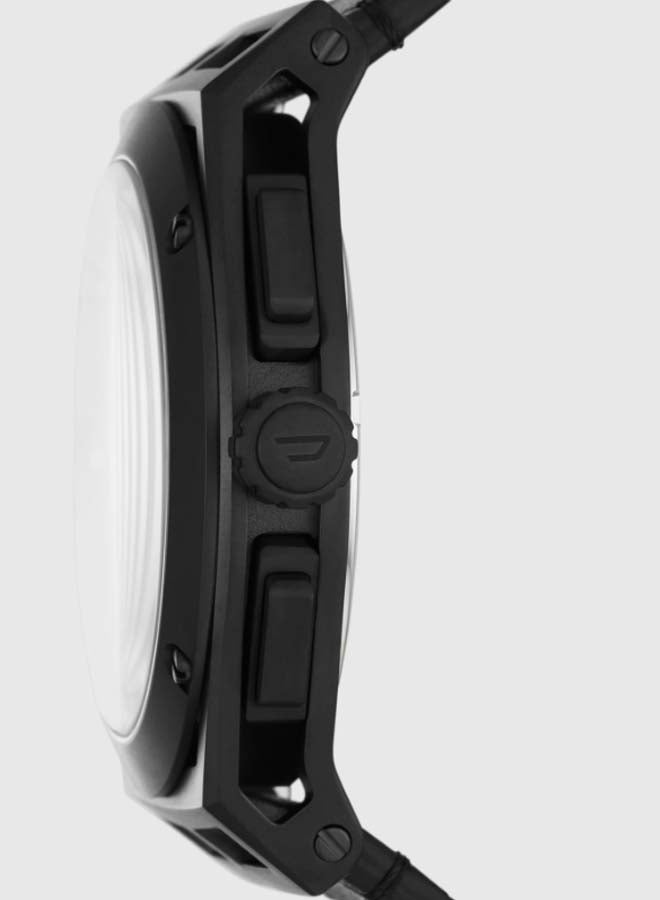 DIESEL Men's Timeframe Round Shape Leather Band Chronograph Wrist Watch 48 mm - Black - DZ4544 - Image 2