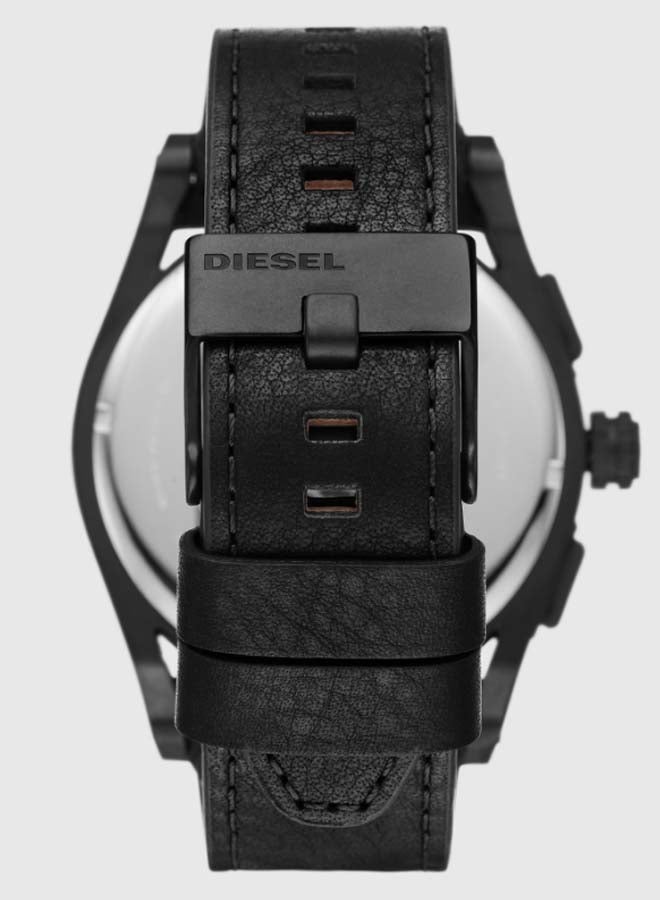 DIESEL Men's Timeframe Round Shape Leather Band Chronograph Wrist Watch 48 mm - Black - DZ4544 - Image 3